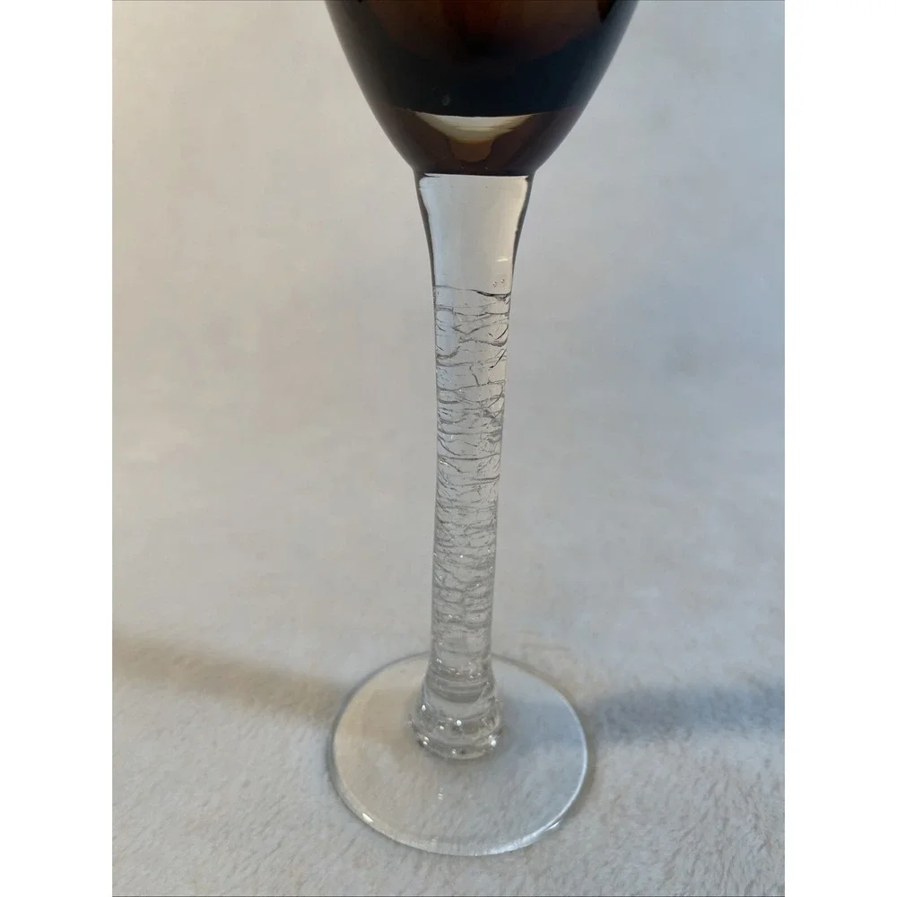Pier 1 Brown Fluted Crackle Stem Wine Glass 9⅛